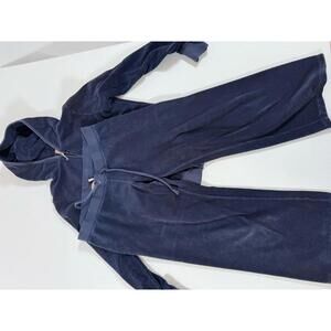 Juicy Couture Navy Velour Hoodie & Pants Set Made in USA